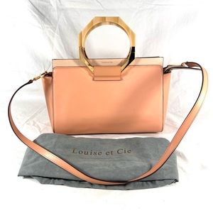 LOUISE ET CIE Matte Peach Pink Leather Satchel Shoulder Bag